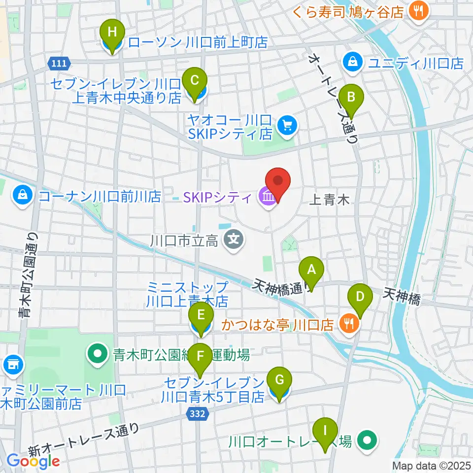SKIPシティ彩の国ビジュアルプラザ周辺のコンビニエンスストア一覧地図