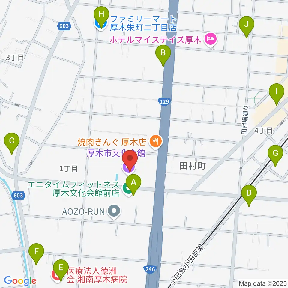 厚木市文化会館周辺のコンビニエンスストア一覧地図