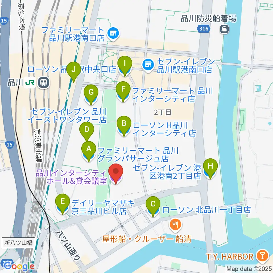 品川インターシティホール周辺のコンビニエンスストア一覧地図