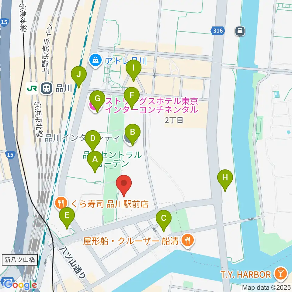 品川インターシティホール周辺のコンビニエンスストア一覧地図