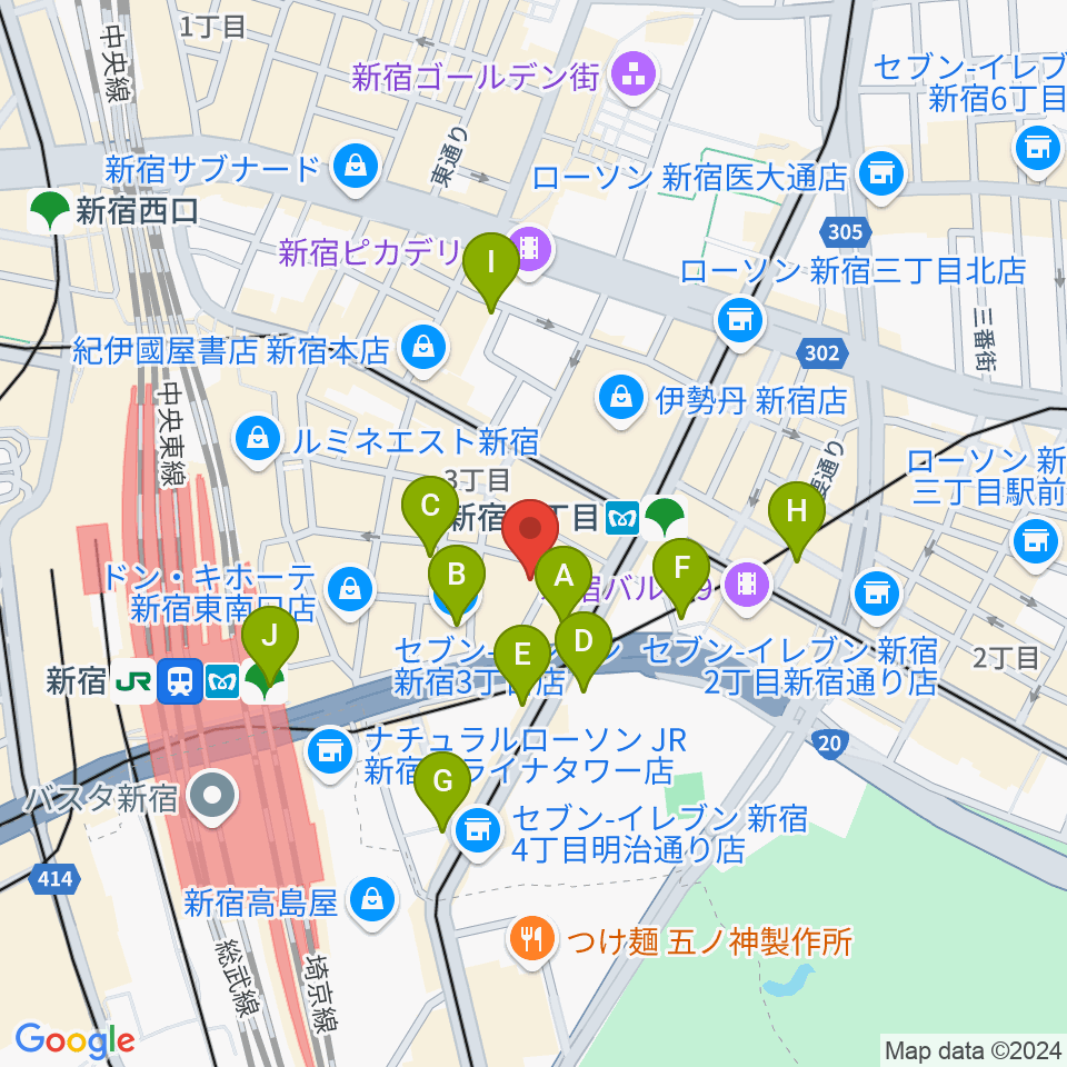 新宿シアターモリエール周辺のコンビニエンスストア一覧地図