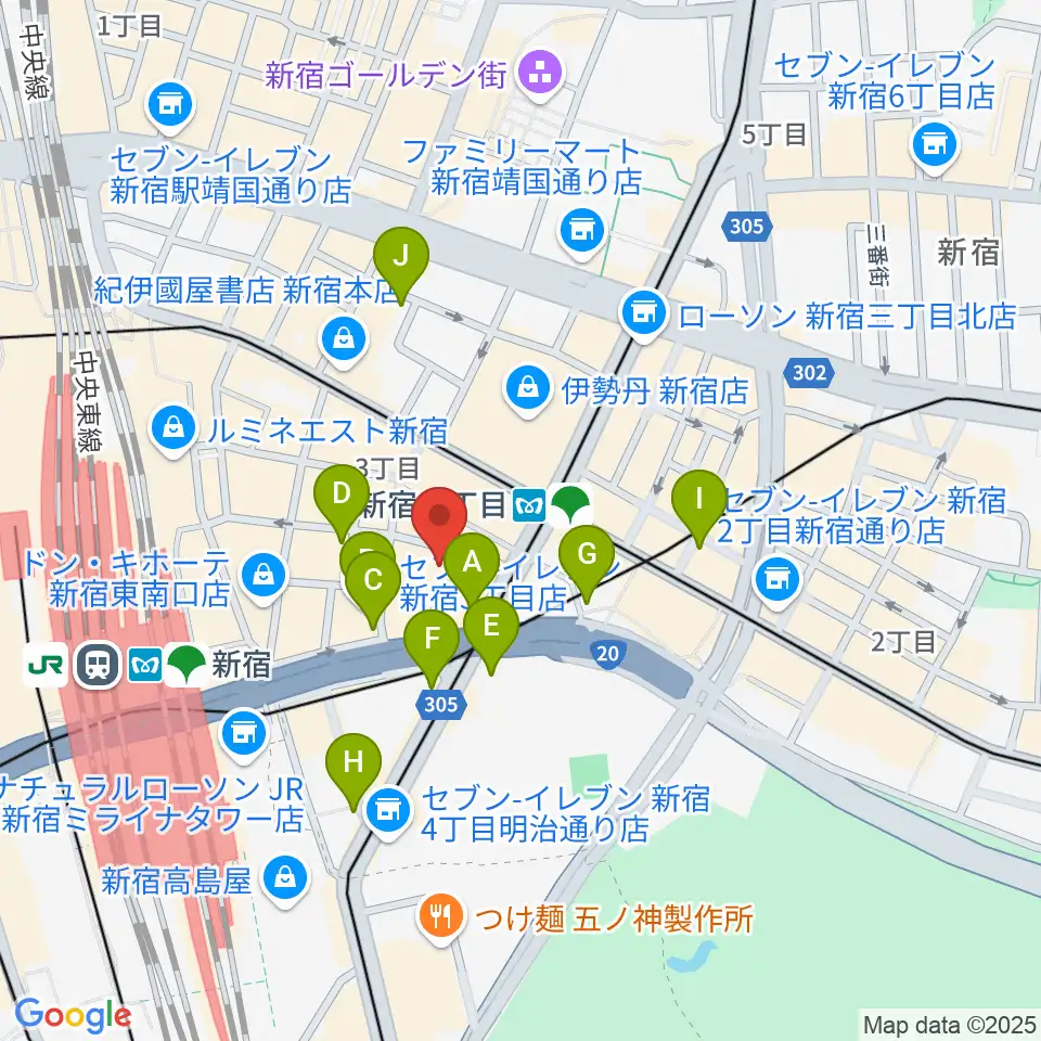新宿シアターモリエール周辺のコンビニエンスストア一覧地図