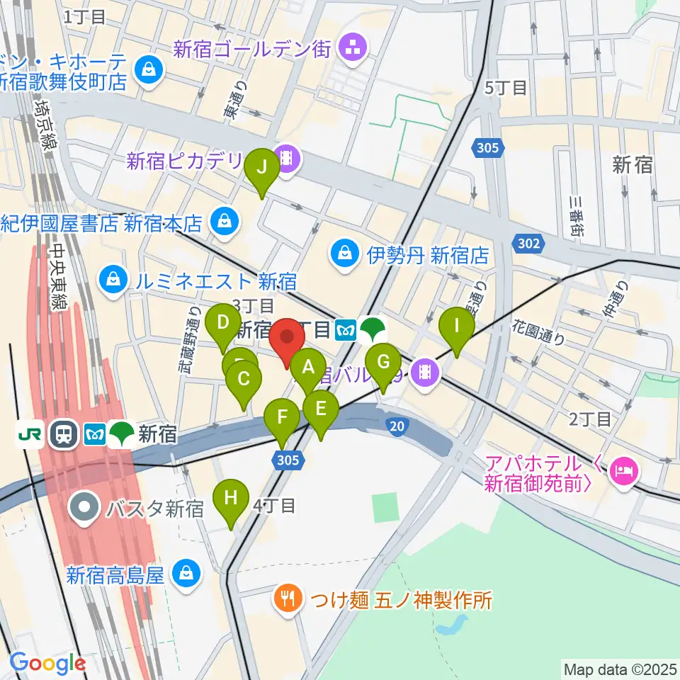 新宿シアターモリエール周辺のコンビニエンスストア一覧地図