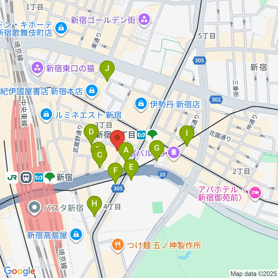 新宿シアターモリエール周辺のコンビニエンスストア一覧地図