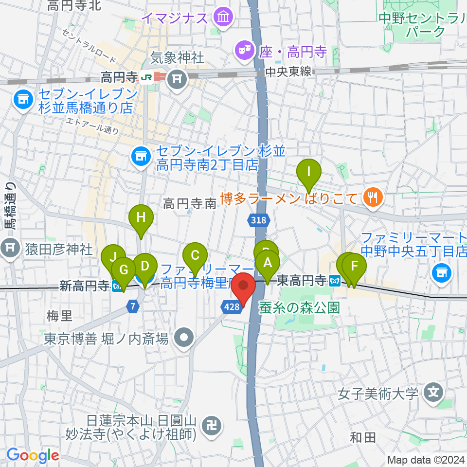 セシオン杉並周辺のコンビニエンスストア一覧地図