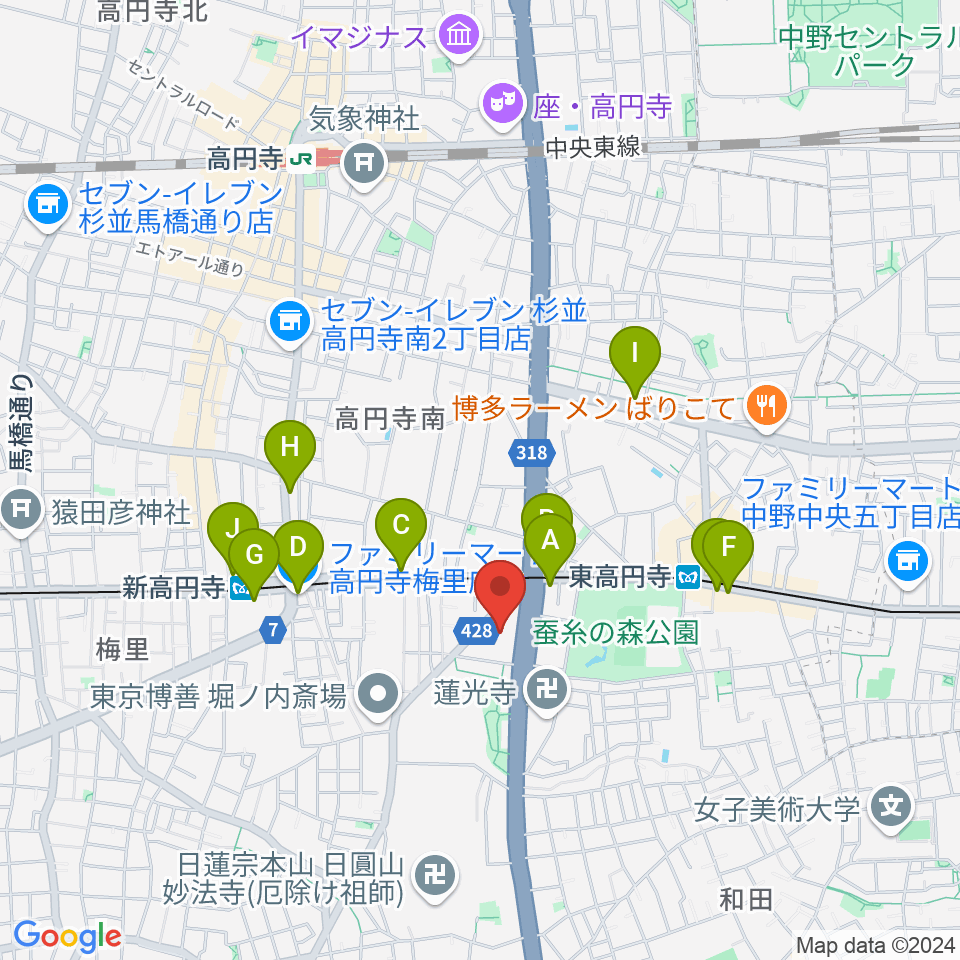 セシオン杉並周辺のコンビニエンスストア一覧地図