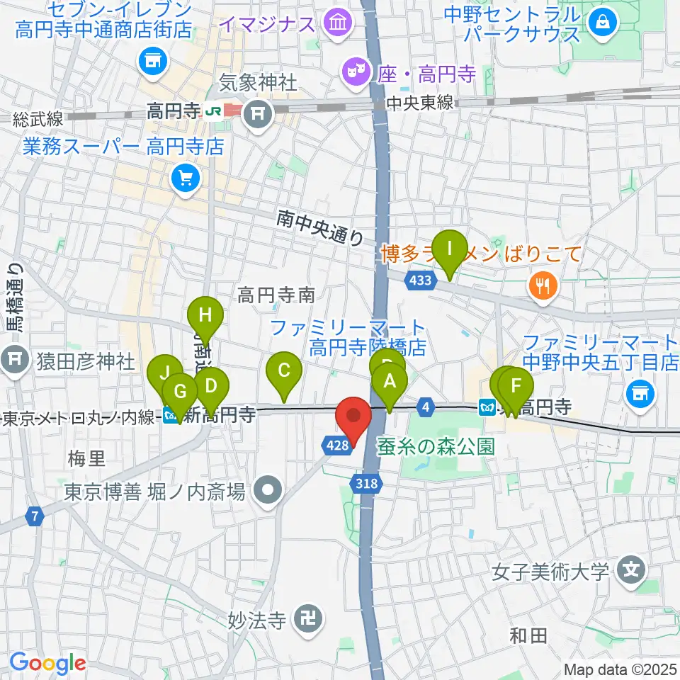 セシオン杉並周辺のコンビニエンスストア一覧地図