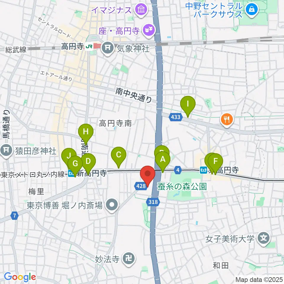 セシオン杉並周辺のコンビニエンスストア一覧地図