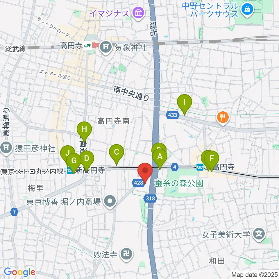 セシオン杉並周辺のコンビニエンスストア一覧地図