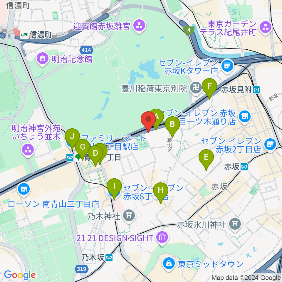 草月会館 草月ホール周辺のコンビニエンスストア一覧地図