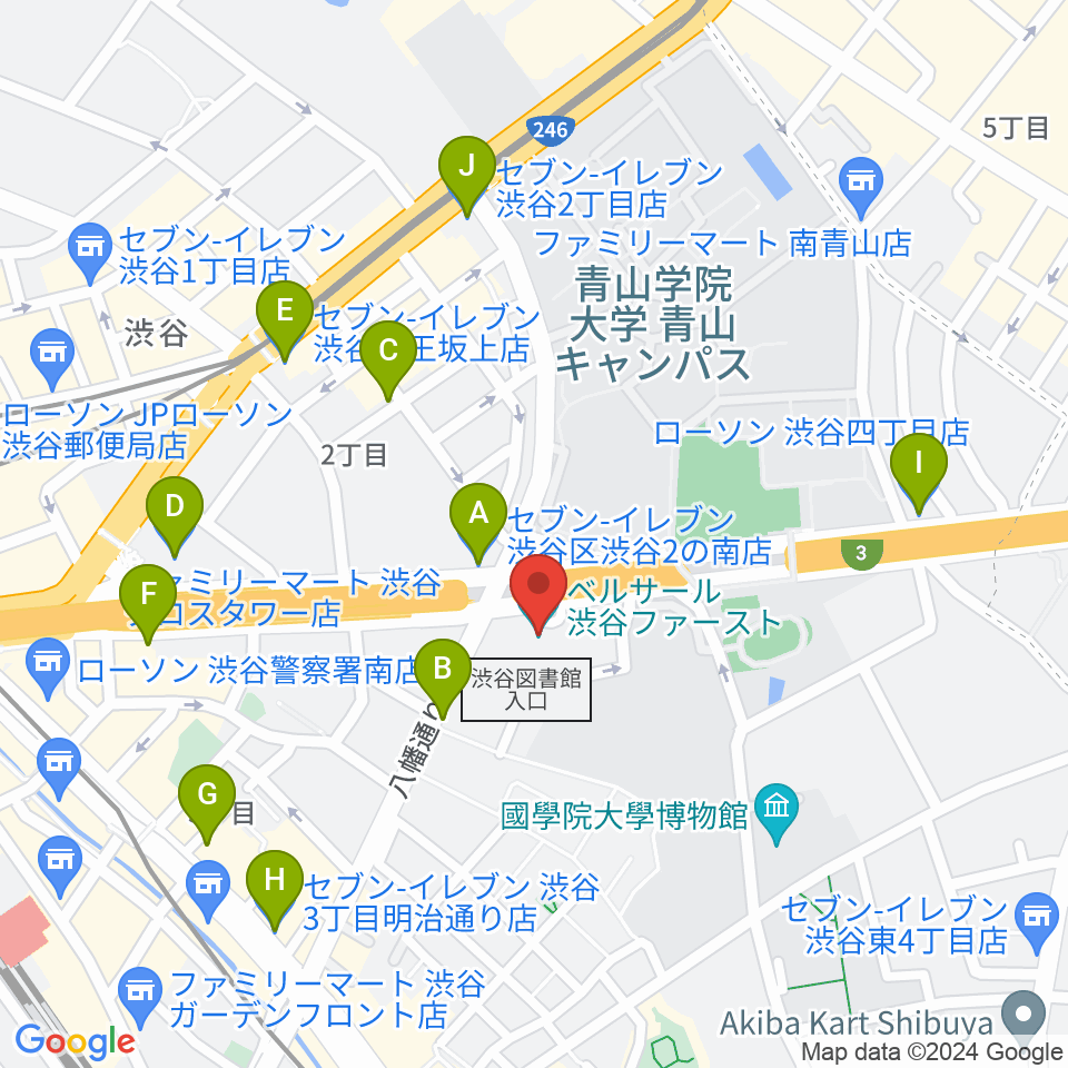 ベルサール渋谷ファースト周辺のコンビニエンスストア一覧地図