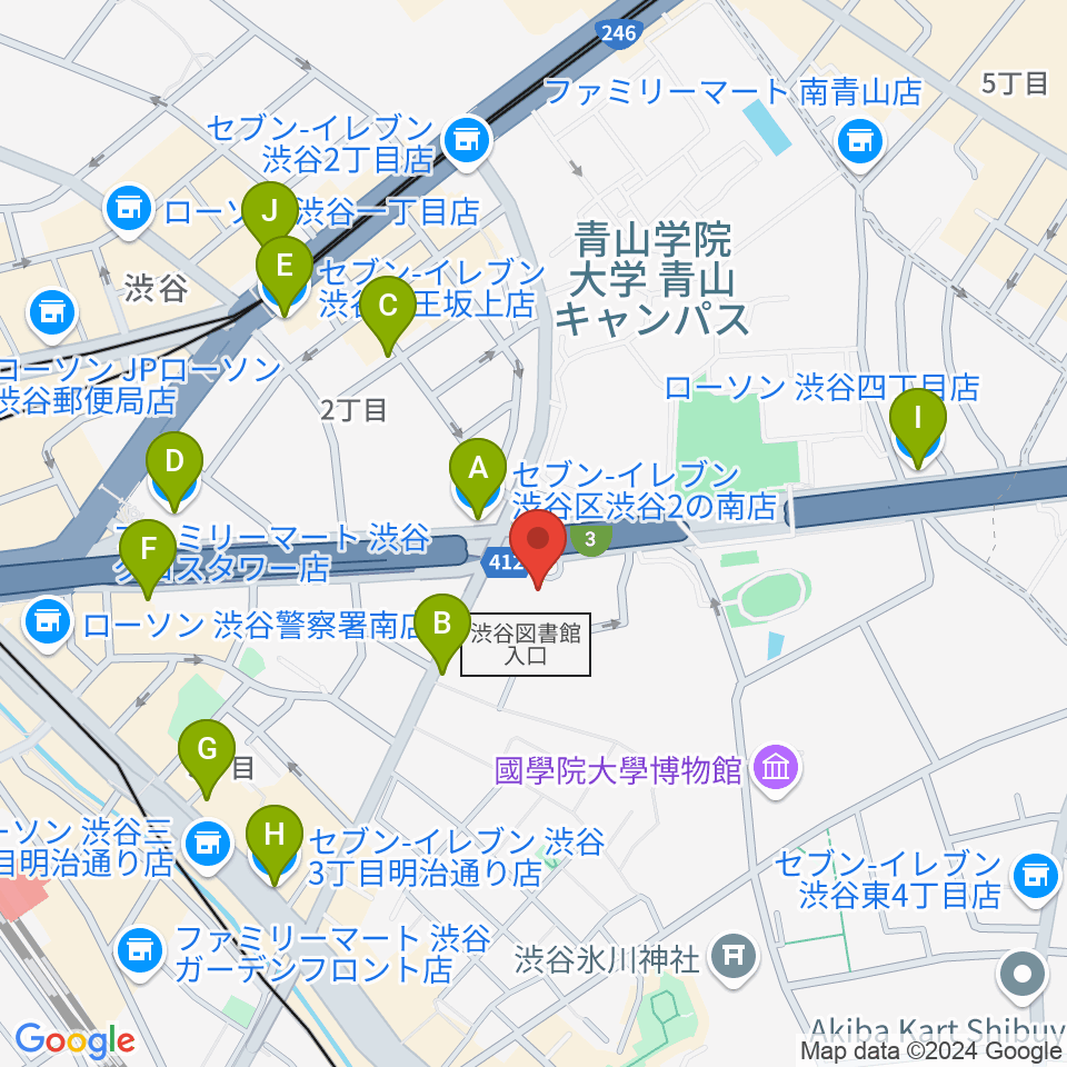 ベルサール渋谷ファースト周辺のコンビニエンスストア一覧地図