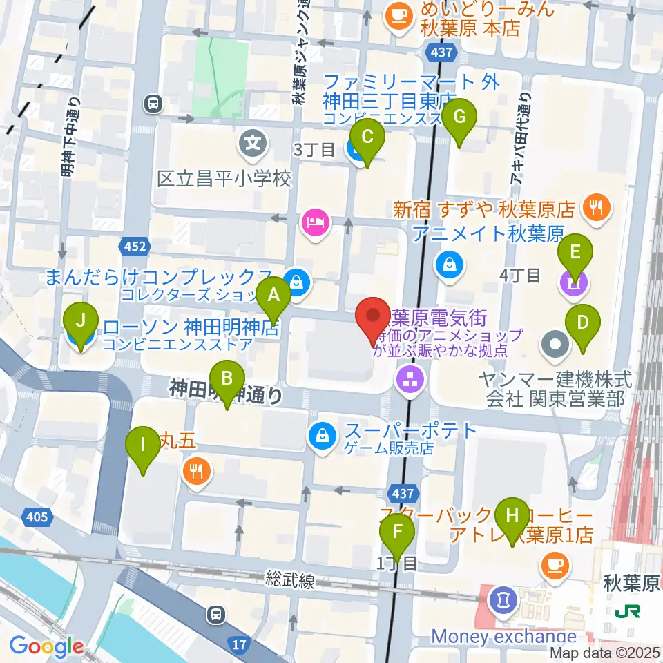 ベルサール秋葉原周辺のコンビニエンスストア一覧地図