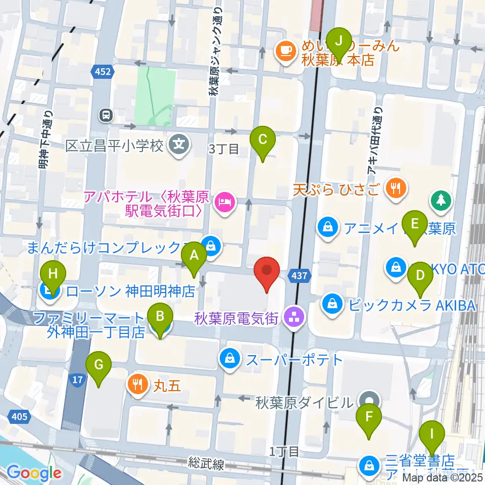 ベルサール秋葉原周辺のコンビニエンスストア一覧地図