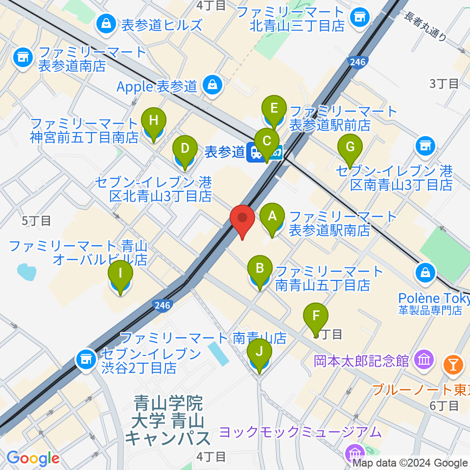 表参道スパイラルホール周辺のコンビニエンスストア一覧地図