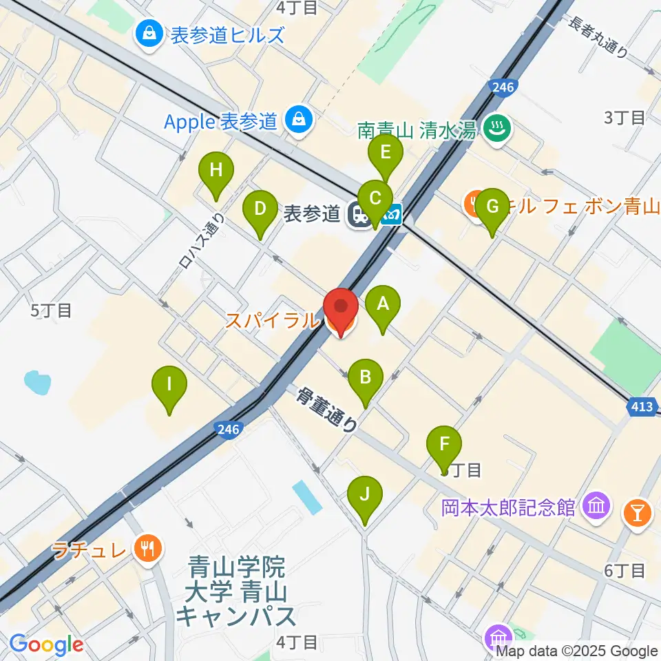表参道スパイラルホール周辺のコンビニエンスストア一覧地図