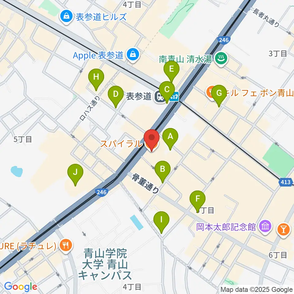 表参道スパイラルホール周辺のコンビニエンスストア一覧地図