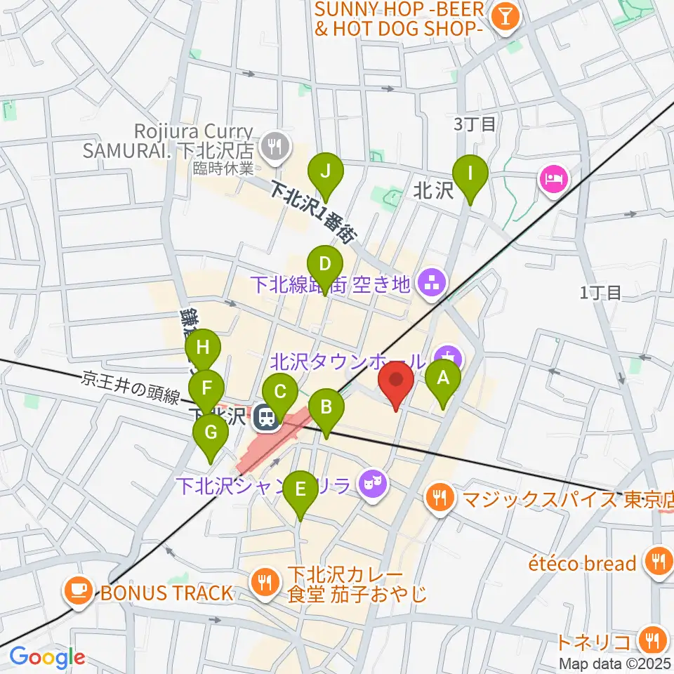 小劇場楽園周辺のコンビニエンスストア一覧地図