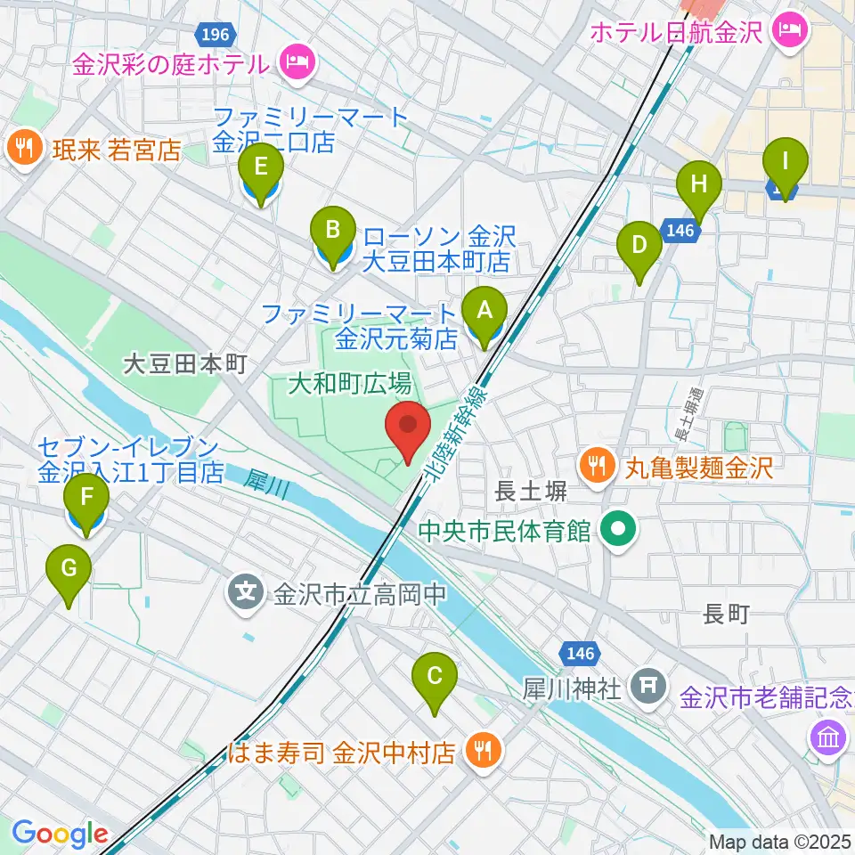 金沢市民芸術村周辺のコンビニエンスストア一覧地図