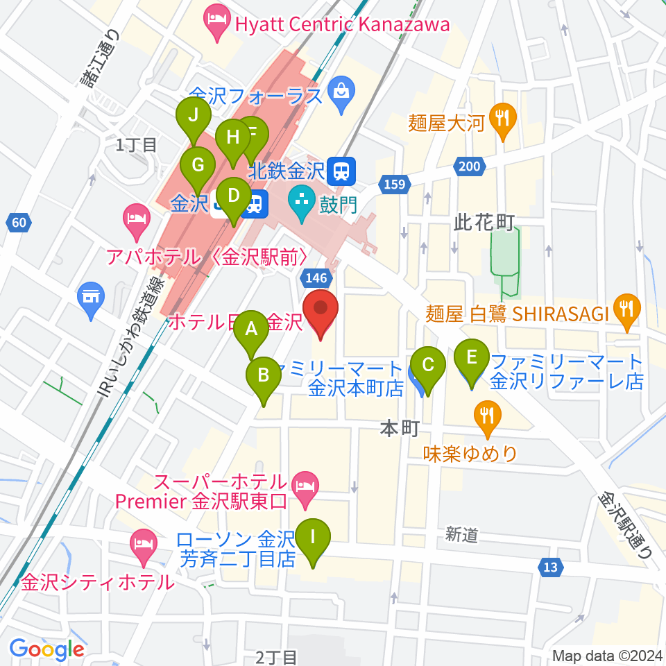 金沢市アートホール周辺のコンビニエンスストア一覧地図