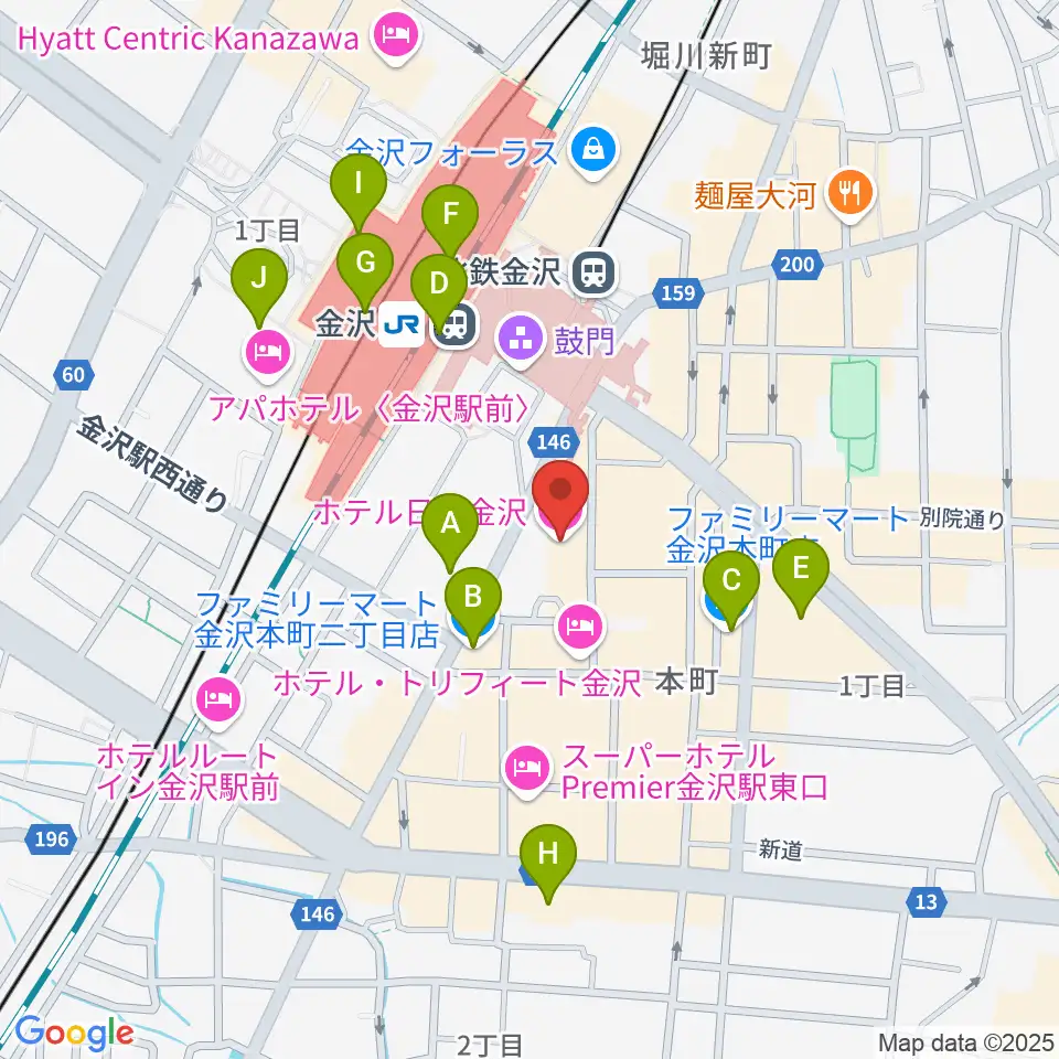金沢市アートホール周辺のコンビニエンスストア一覧地図