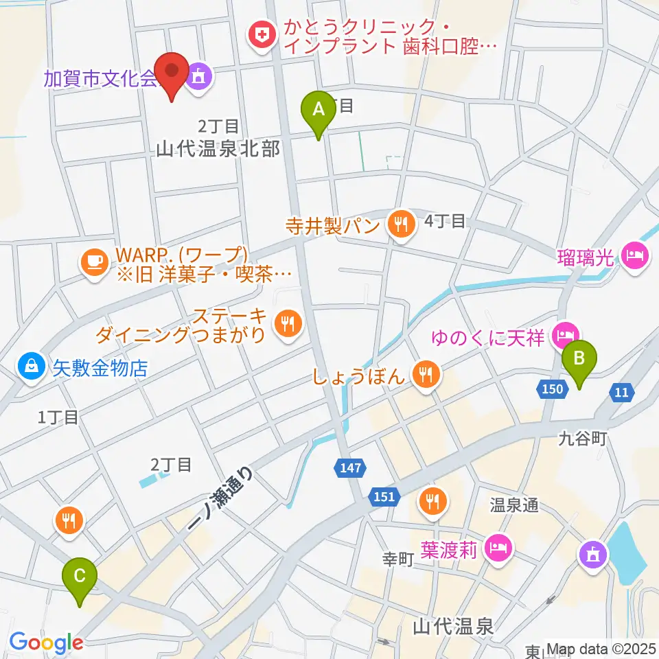 加賀市文化会館周辺のコンビニエンスストア一覧地図