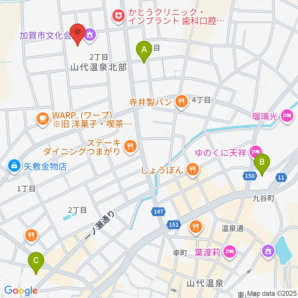 加賀市文化会館周辺のコンビニエンスストア一覧地図
