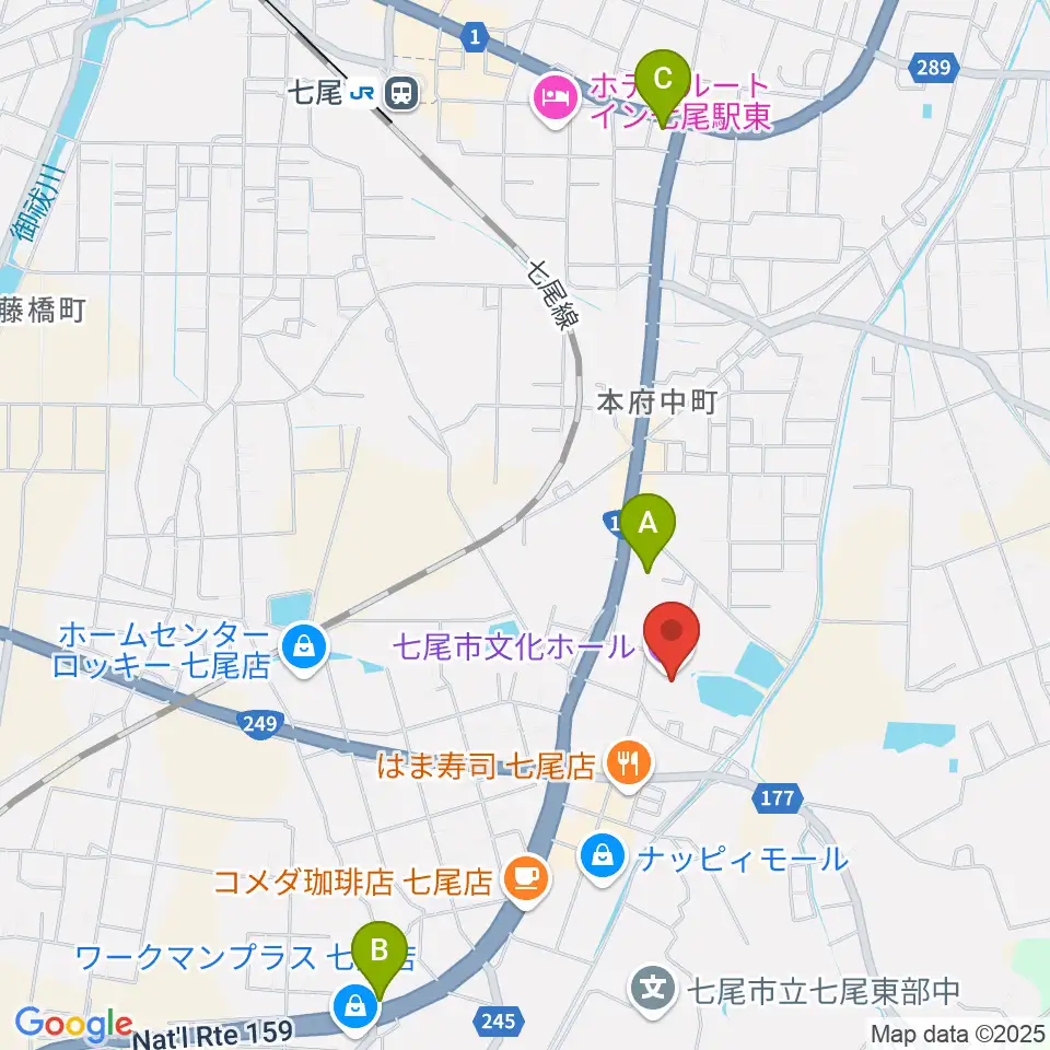 七尾市文化ホール周辺のコンビニエンスストア一覧地図