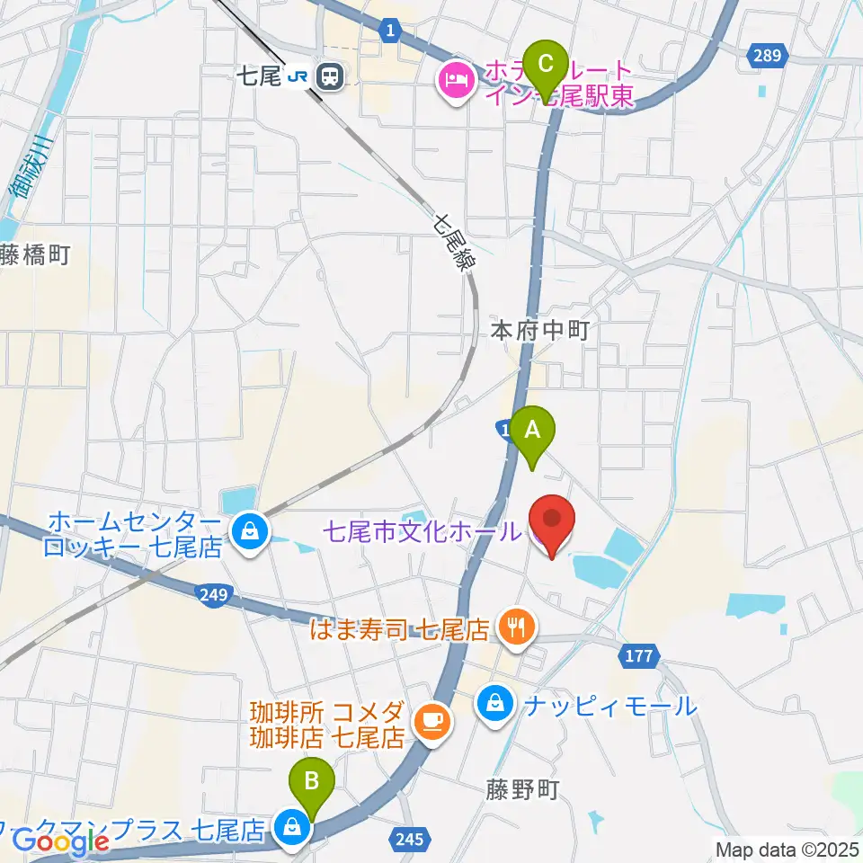 七尾市文化ホール周辺のコンビニエンスストア一覧地図