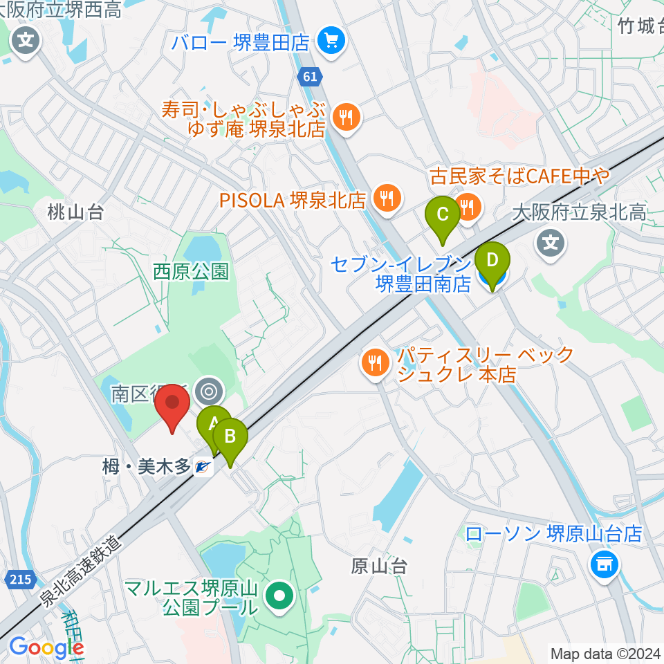 堺市立栂文化会館周辺のコンビニエンスストア一覧地図