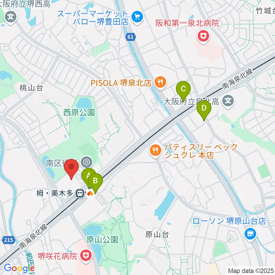 堺市立栂文化会館周辺のコンビニエンスストア一覧地図
