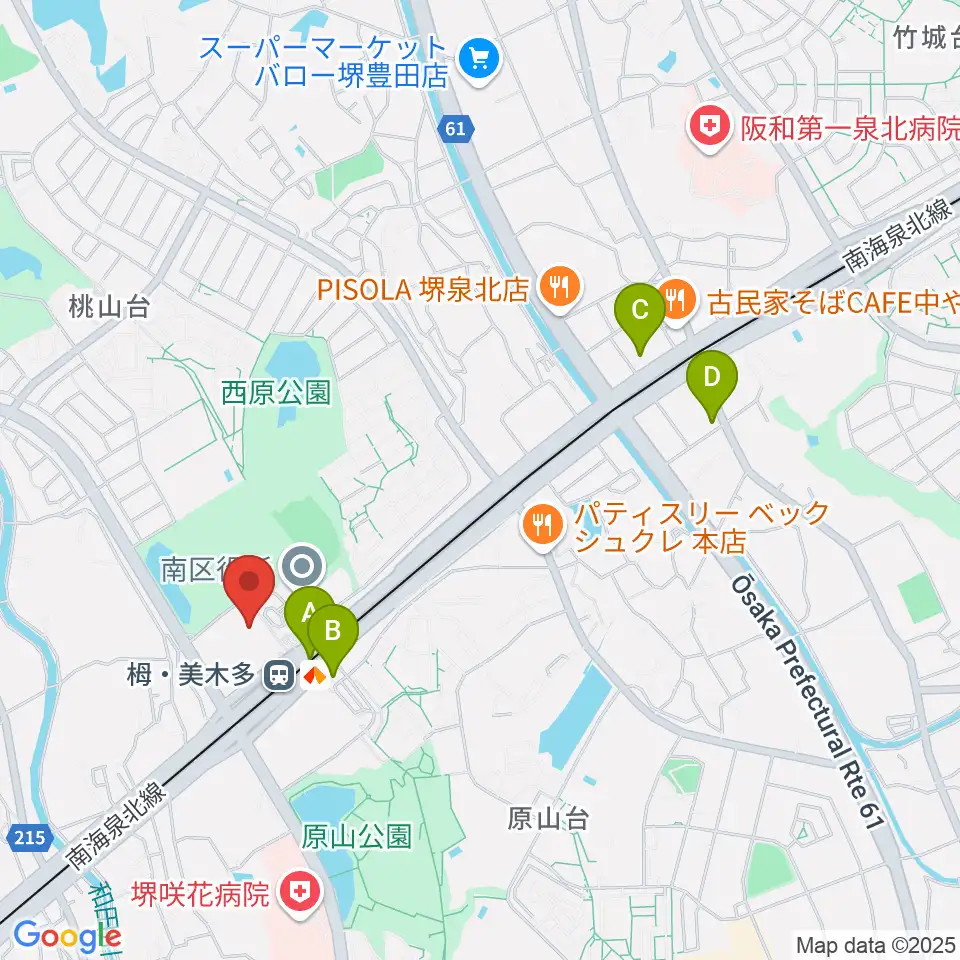 堺市立栂文化会館周辺のコンビニエンスストア一覧地図