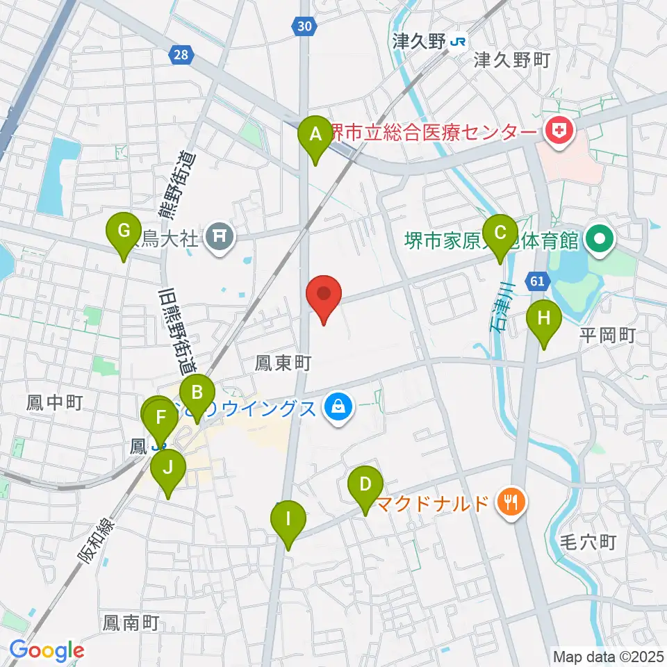 堺市西文化会館ウェスティ周辺のコンビニエンスストア一覧地図