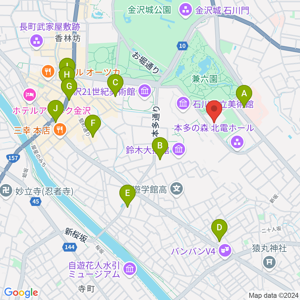 石川県立能楽堂周辺のコンビニエンスストア一覧地図