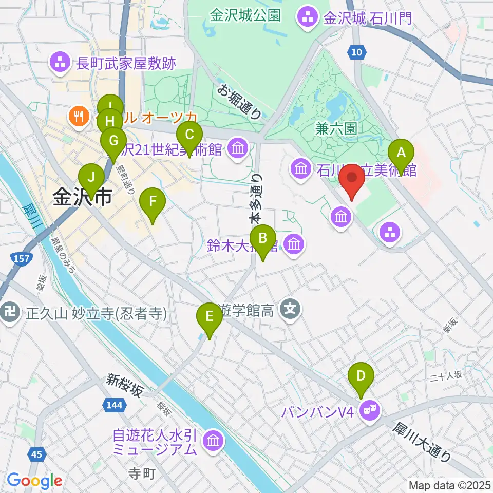 石川県立能楽堂周辺のコンビニエンスストア一覧地図