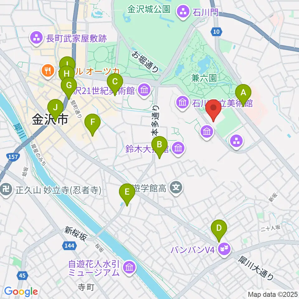石川県立能楽堂周辺のコンビニエンスストア一覧地図