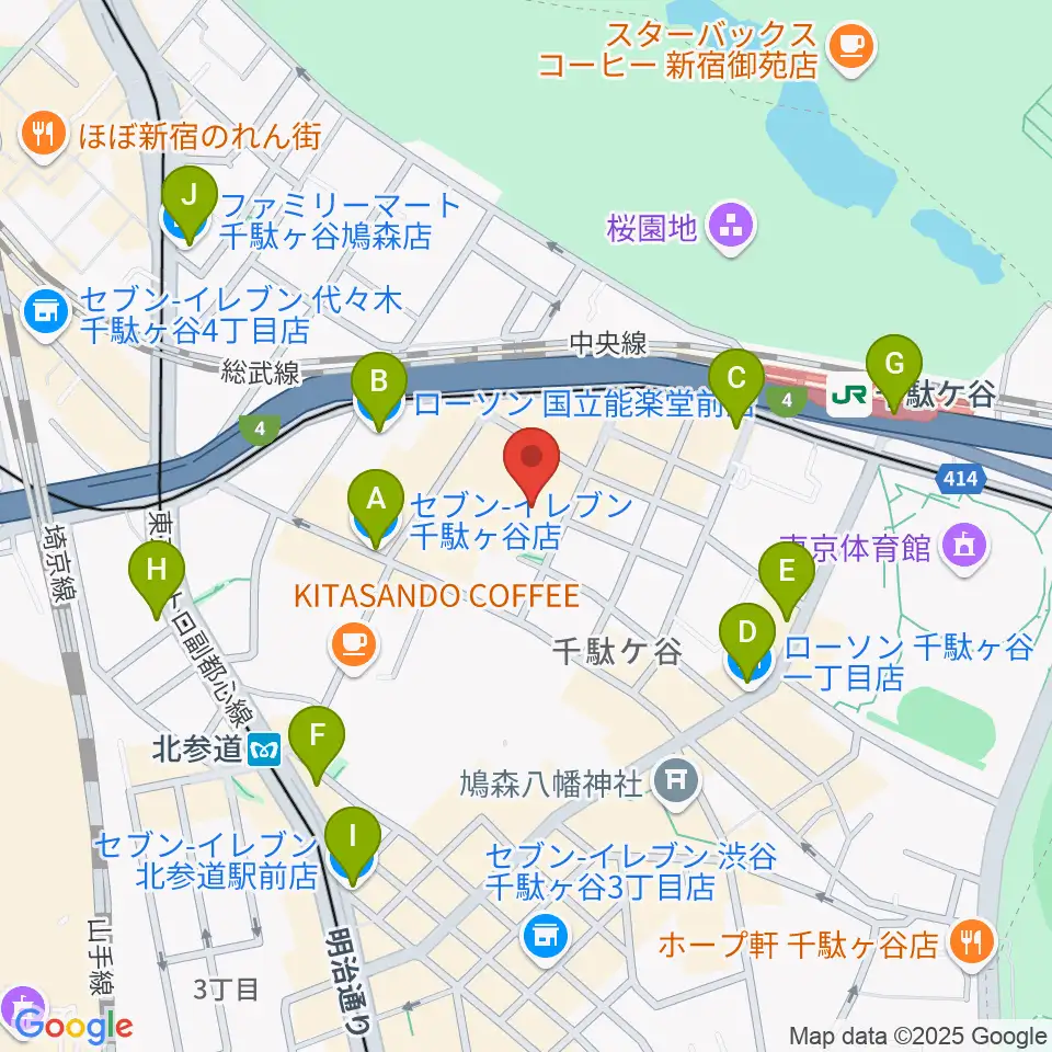 国立能楽堂周辺のコンビニエンスストア一覧地図