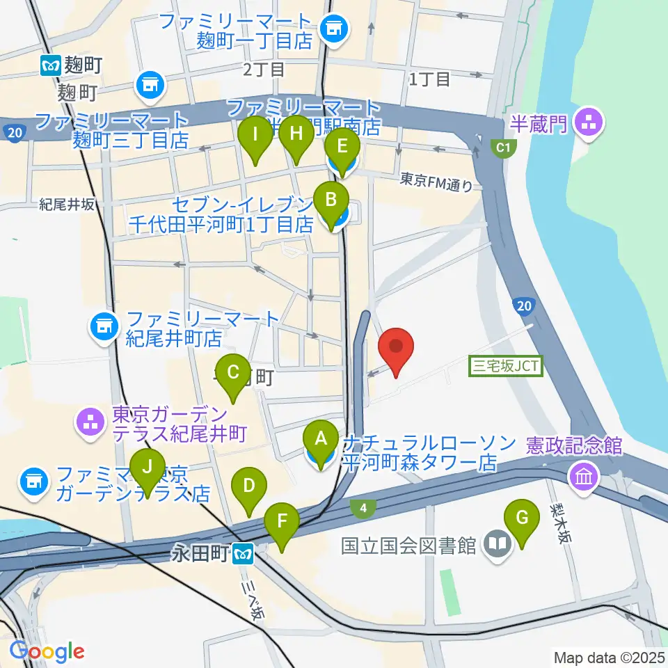国立演芸場周辺のコンビニエンスストア一覧地図