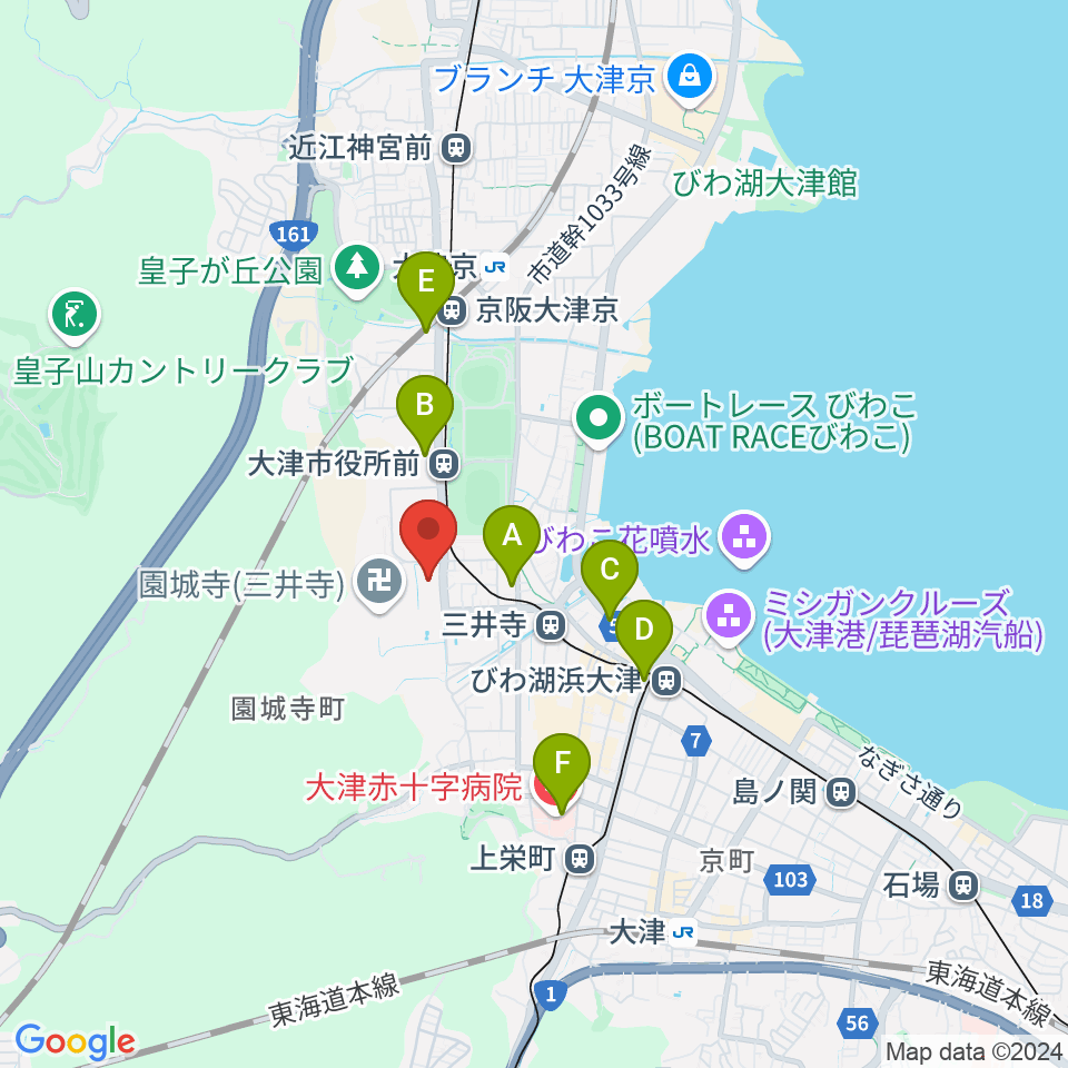 大津市伝統芸能会館周辺のコンビニエンスストア一覧地図