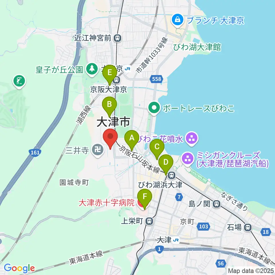 大津市伝統芸能会館周辺のコンビニエンスストア一覧地図