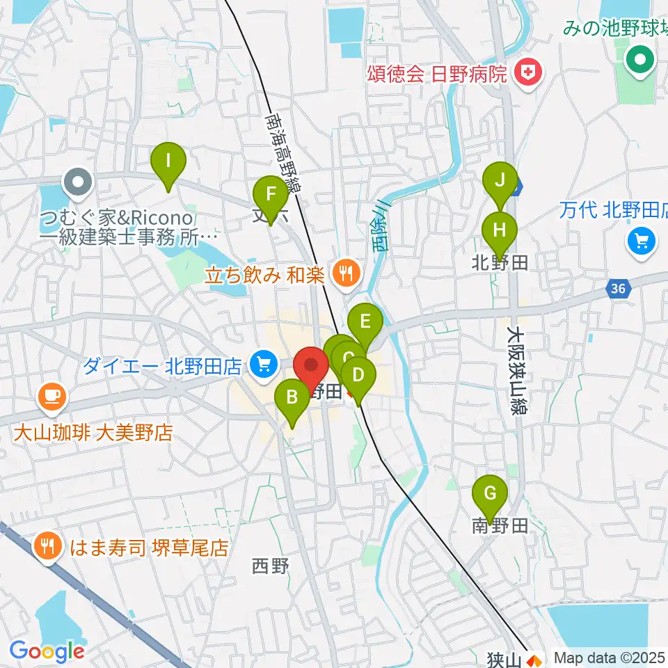 堺市立東文化会館周辺のコンビニエンスストア一覧地図