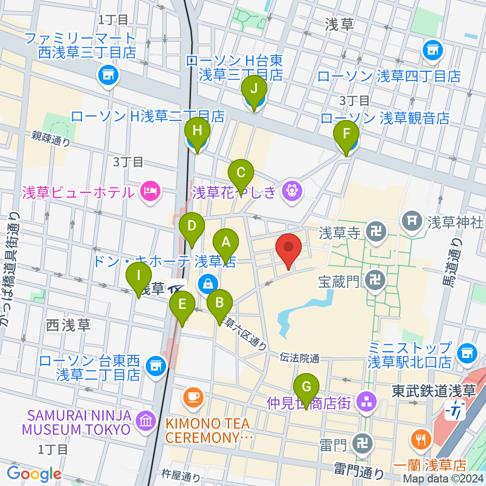 浅草木馬亭周辺のコンビニエンスストア一覧地図