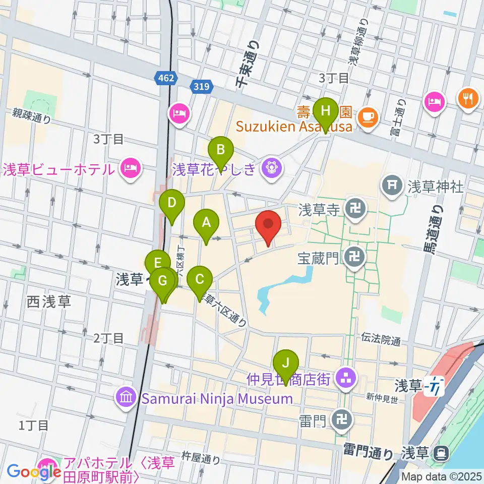 浅草木馬亭周辺のコンビニエンスストア一覧地図