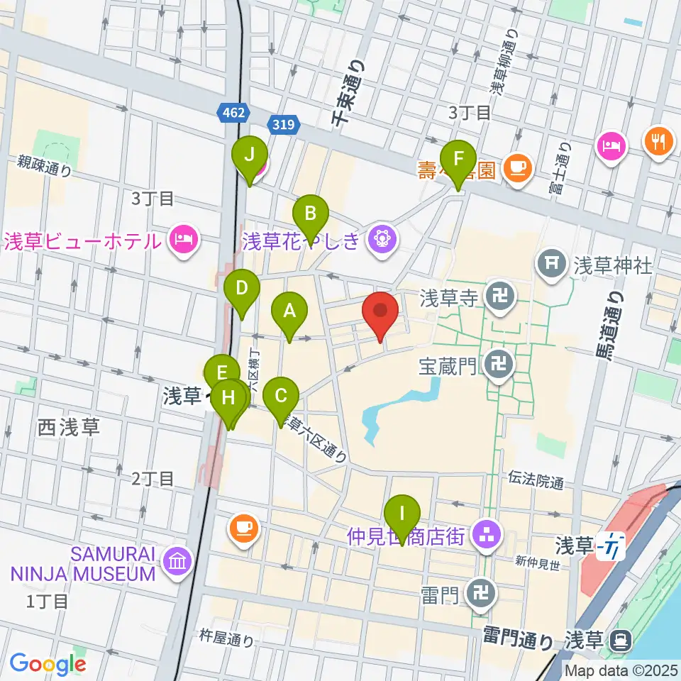 浅草木馬館周辺のコンビニエンスストア一覧地図