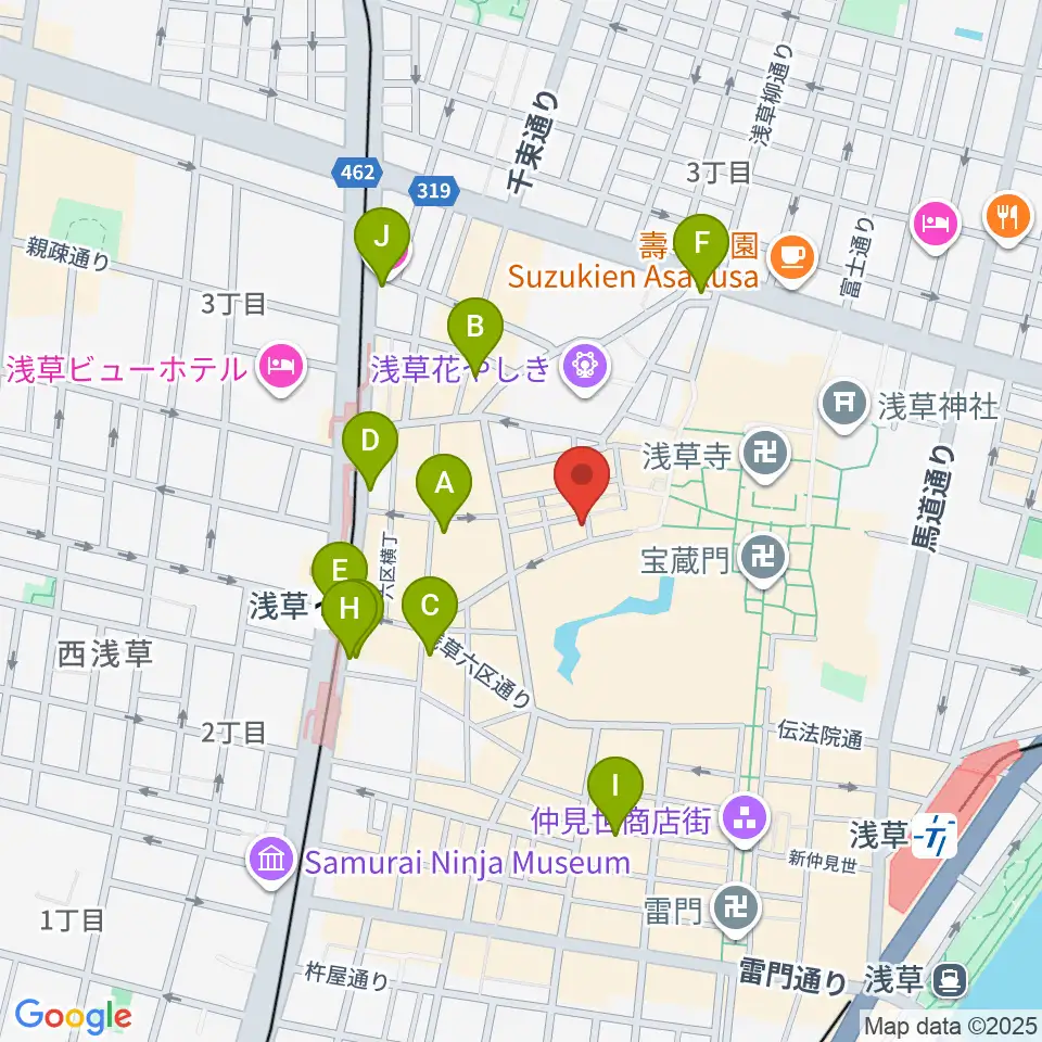 浅草木馬館周辺のコンビニエンスストア一覧地図