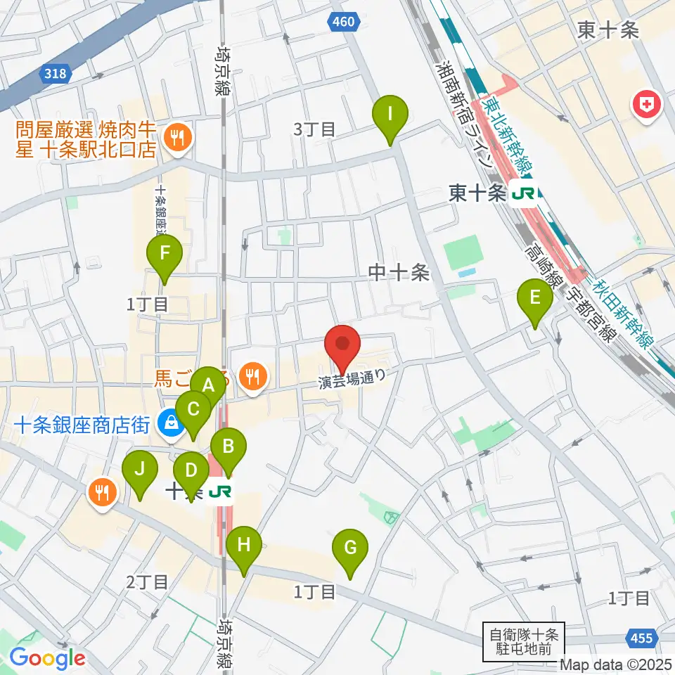 篠原演芸場周辺のコンビニエンスストア一覧地図