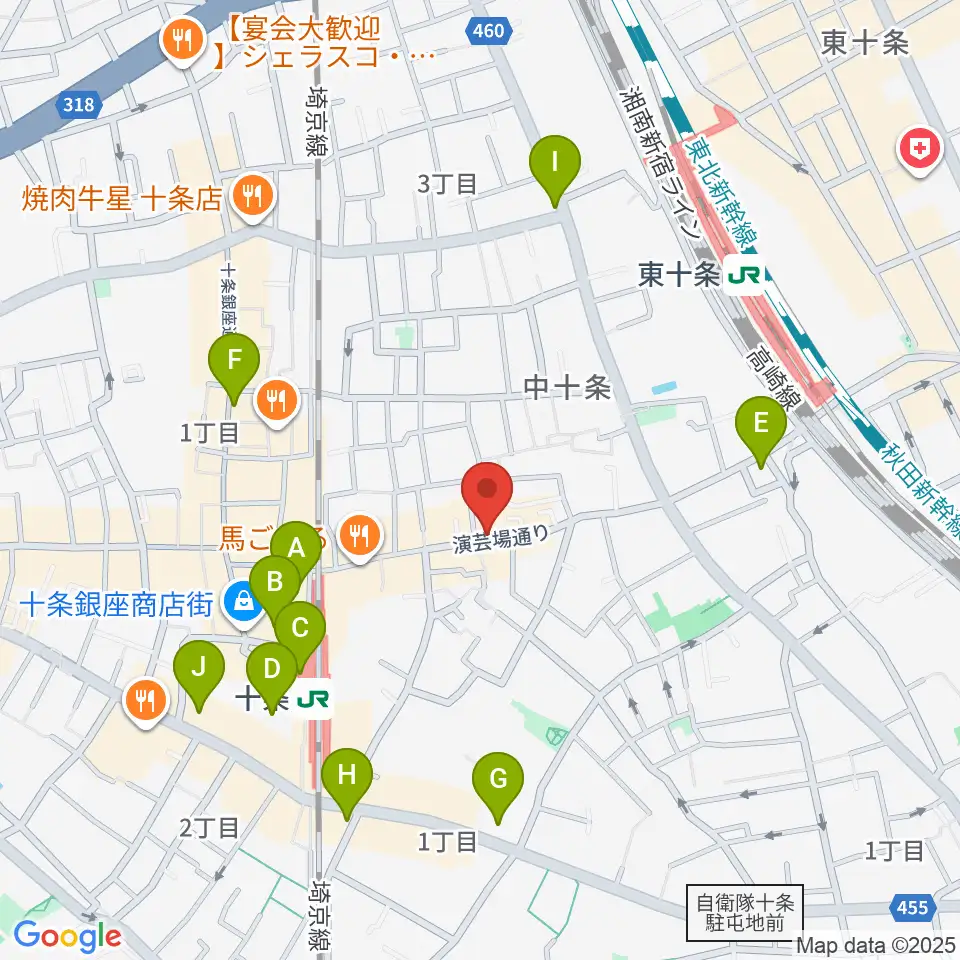 篠原演芸場周辺のコンビニエンスストア一覧地図