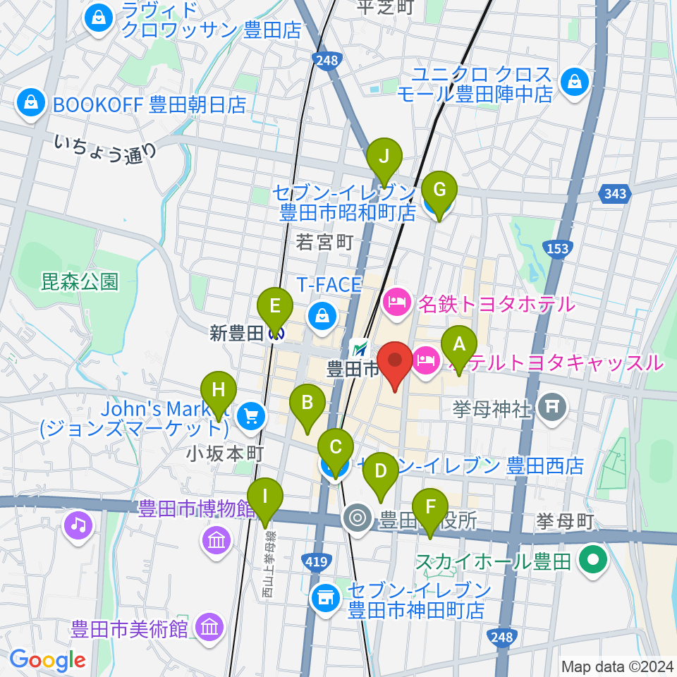 豊田市能楽堂周辺のコンビニエンスストア一覧地図