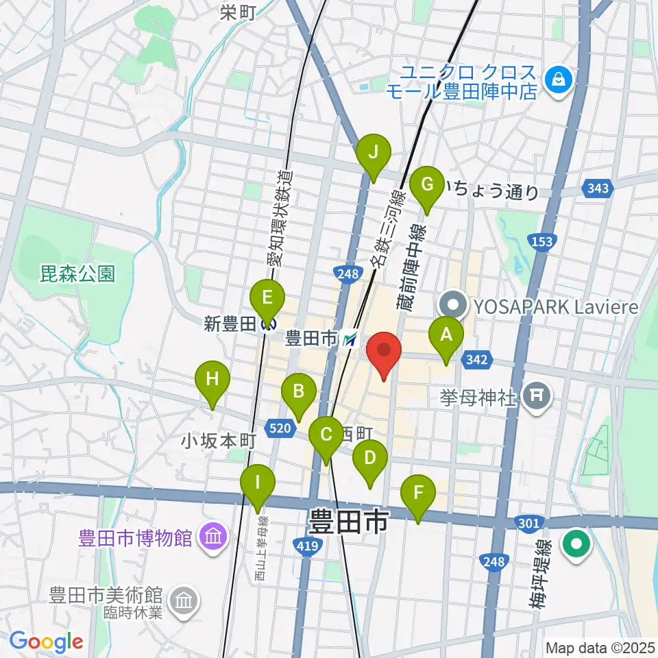 豊田市能楽堂周辺のコンビニエンスストア一覧地図