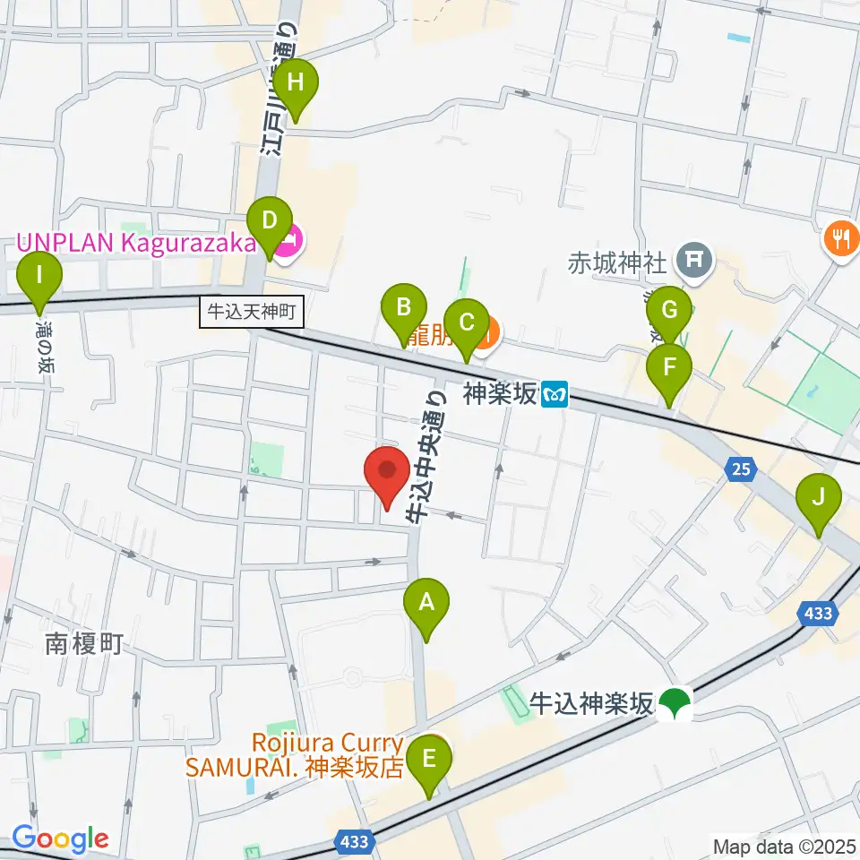 矢来能楽堂周辺のコンビニエンスストア一覧地図